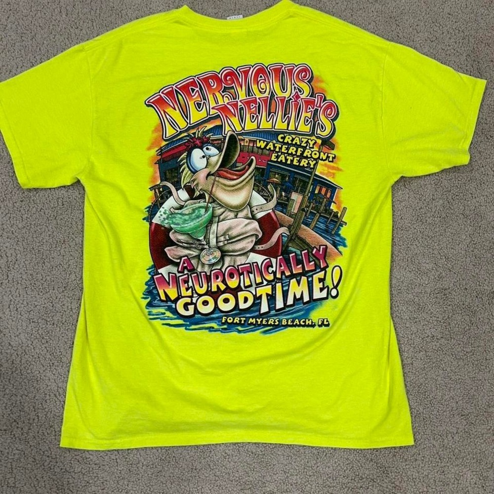 Neon yellow Nervous Nellies tee #y2kfashion